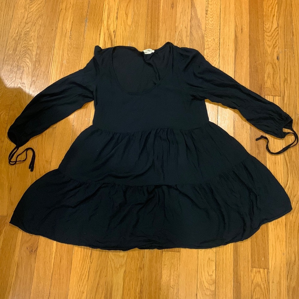 Urban Outfitters Women's Black 3/4 Sleeve Scoop Neck Mini Dress, Size S